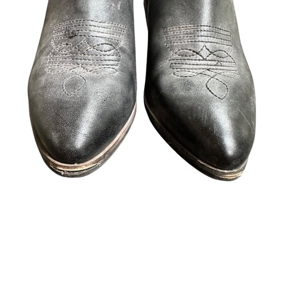 Roan By Bed Stu Gray Leather Distressed Ankle Boots Zip Western Stitching Size 6 - Picture 4 of 9
